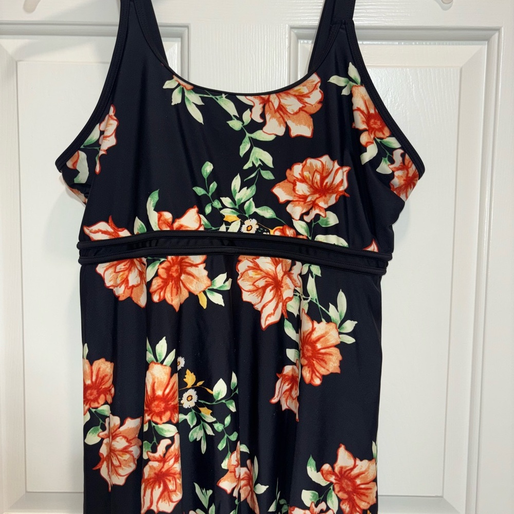 Floral Black and Orange Bikini